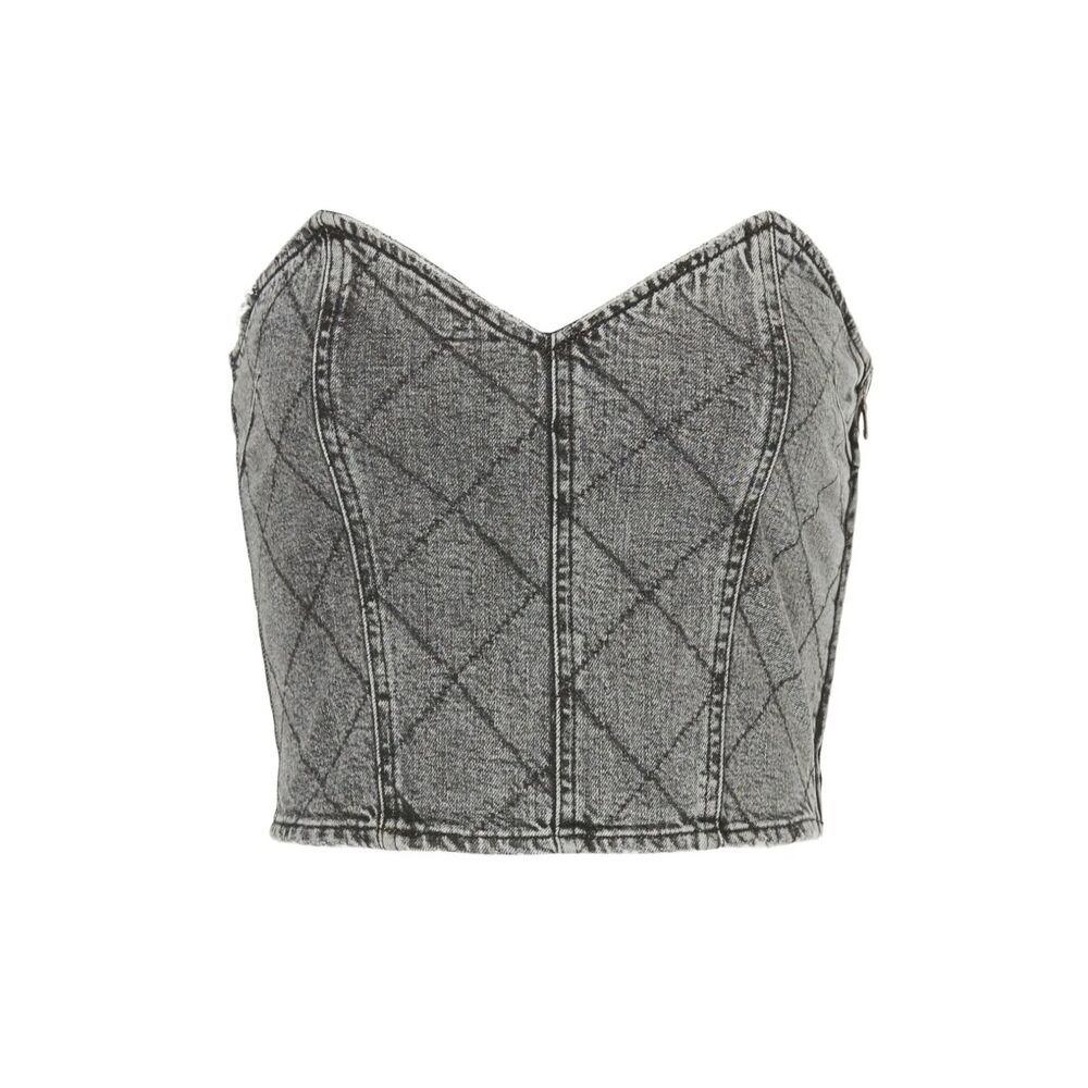 Stone Top by retrofête - Denim Corset Strapless Blouse - Size SMALL